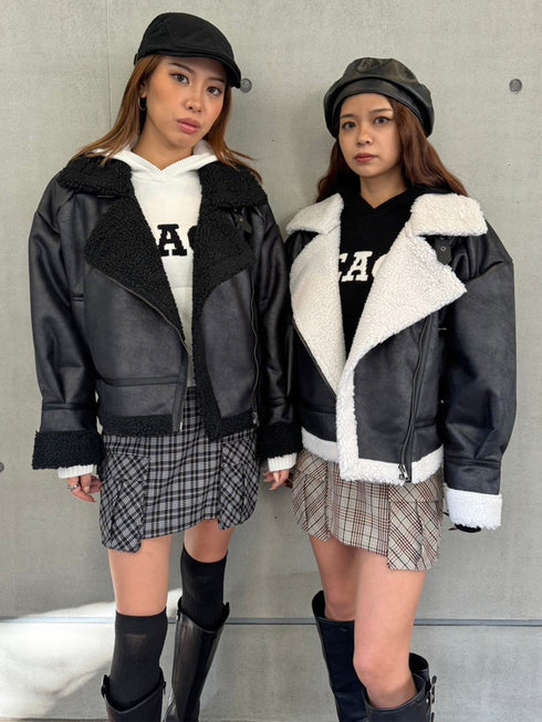 フェイクレザーボアジャケット